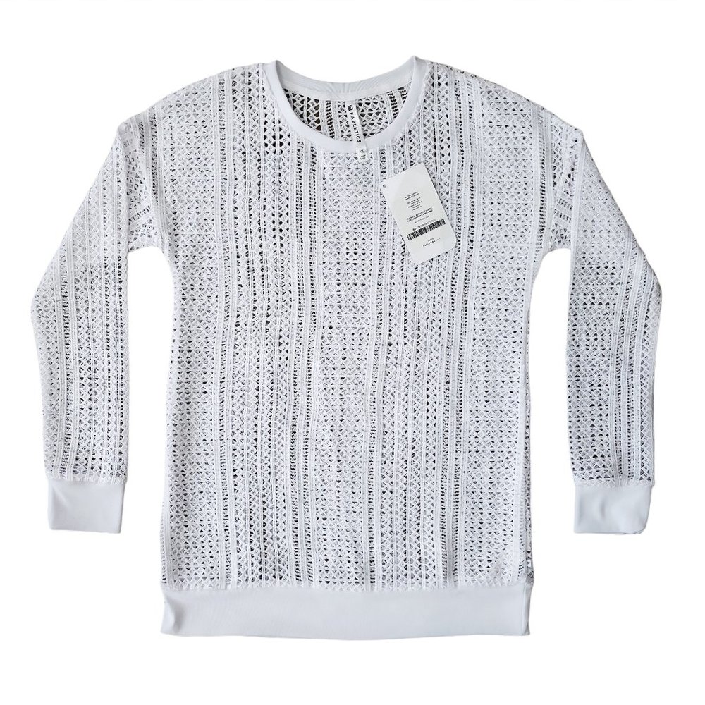 FABLETICS SOPHIE TUNIC White Eyelet Long Sleeve xs